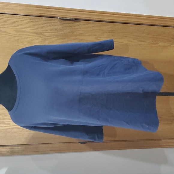COS navy blue 3/4 sleeve block mixed fabric top - Picture 1 of 7